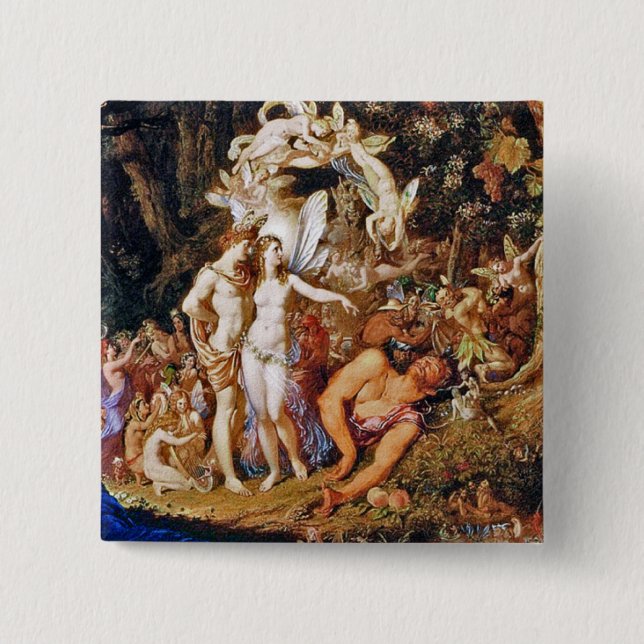 Fairy Painting "Oberon and Titania" 15 Cm Square Badge (Front)
