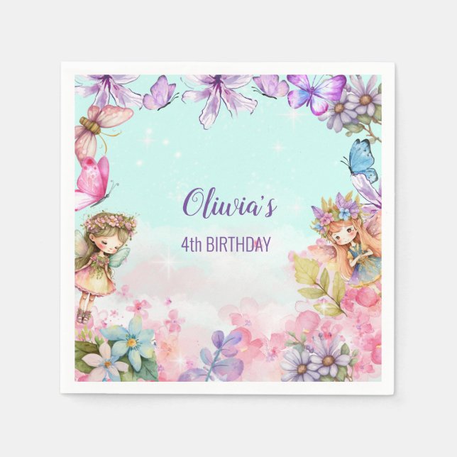 Fairy Party Garden birthday Napkin (Front)