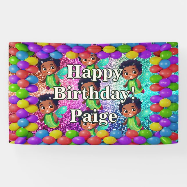 Fairy Personalised character birthday banner (Horizontal)