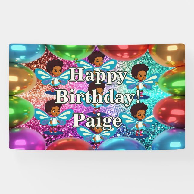 Fairy Personalised character birthday banner (Horizontal)