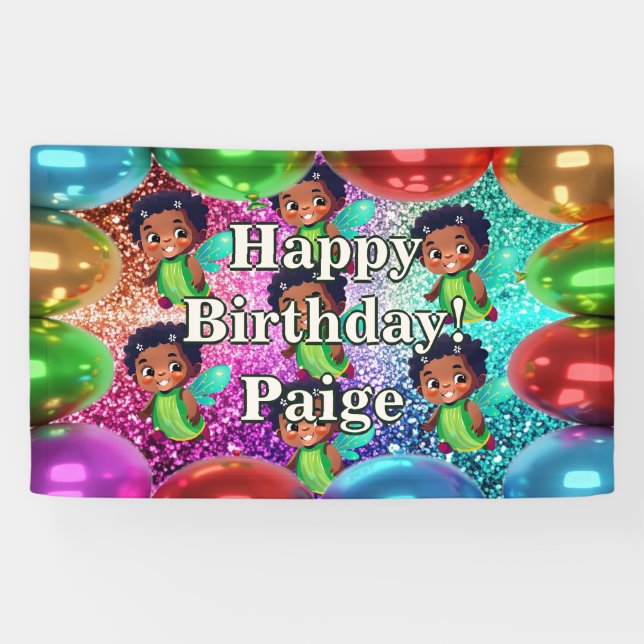 Fairy Personalised character birthday banner (Horizontal)