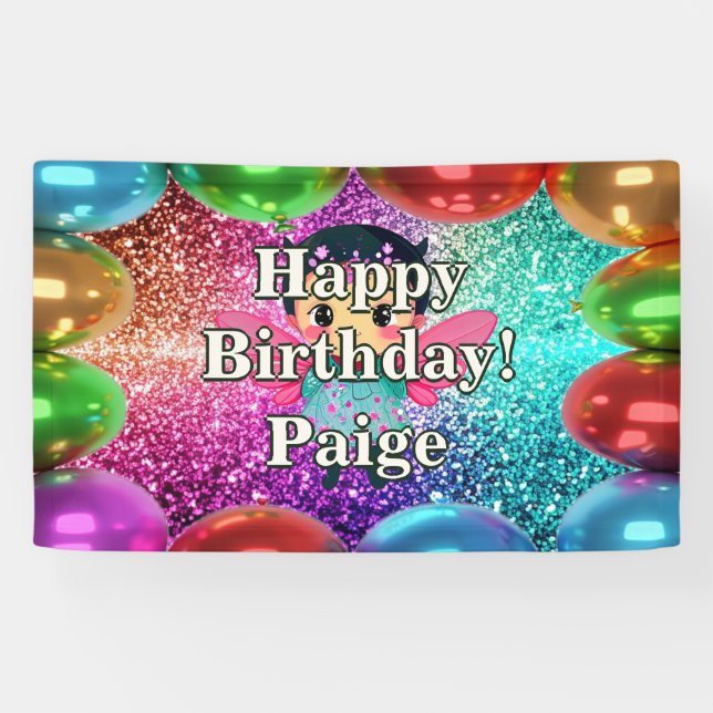 Fairy Personalised character birthday banner (Horizontal)