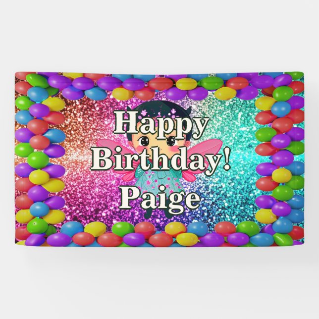 Fairy Personalised character birthday banner (Horizontal)