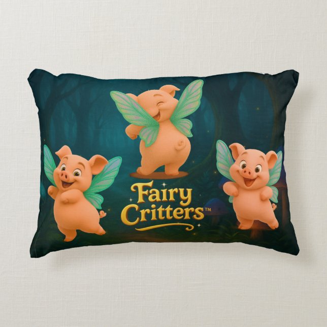 Fairy Piglet Trio Accent Pillow (Front)