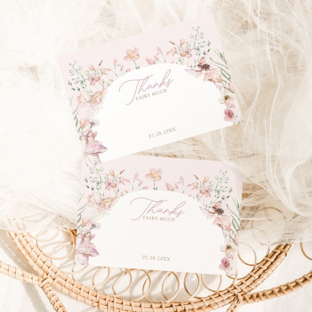 Fairy Pink Floral Girls Birthday Thank You Card (Creator Uploaded)