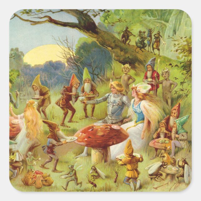 Fairy Prince and Thumbelina in the Magic Forest Square Sticker (Front)