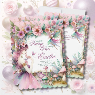 Fairy Princess 1st Birthday or EDIT AGE Teal Gold Invitation