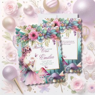 Fairy Princess 1st Birthday or EDIT AGE Teal Gold Invitation