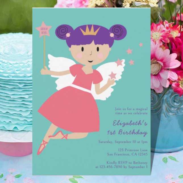 Fairy Princess 1st Birthday Party Invitation (Creator Uploaded)