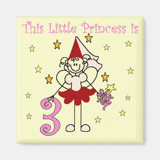 Fairy Princess 3rd Birthday Tshirts and Gifts Magnet (Front)