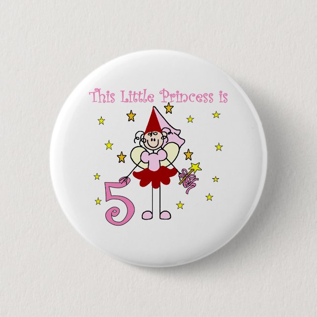Fairy Princess 5th Birthday 6 Cm Round Badge (Front)