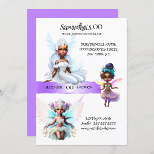 Fairy princess african american fairytale theme invitation