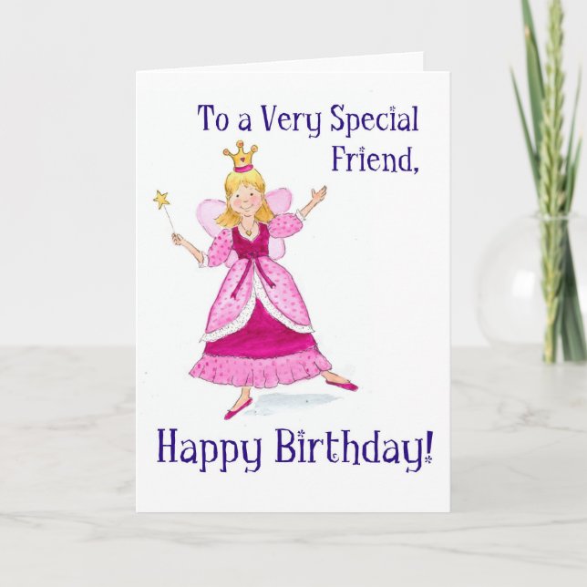 Fairy Princess Birthday Card for a Special Friend (Front)