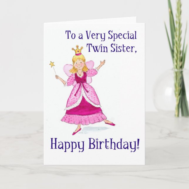 Fairy Princess Birthday Card for a Twin Sister (Front)