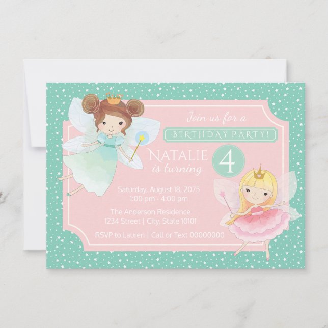 Fairy Princess Birthday Party Invitation (Front)