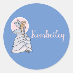 Fairy Princess Bride Dress Fashion Illustration Classic Round Sticker