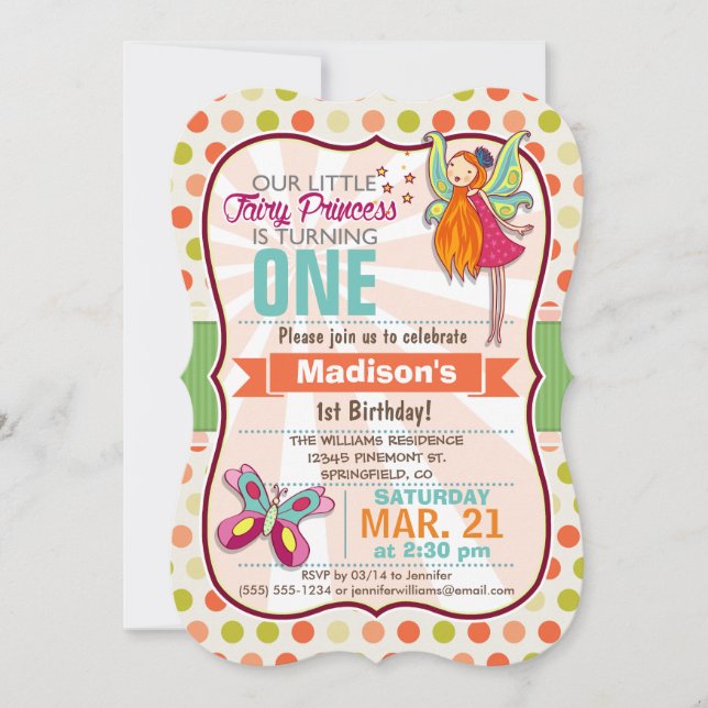 Fairy Princess & Butterfly Birthday Party Invitation (Front)