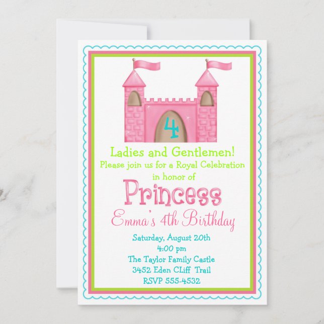 Fairy Princess Castle Birthday Invitations (Front)