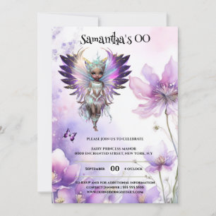 Fairy princess enchanted garden whimsical melanin invitation
