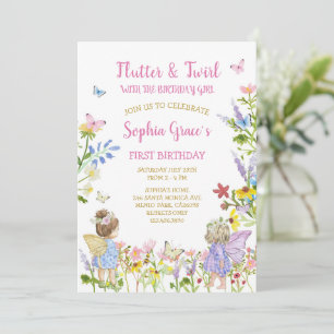Fairy Princess Flower Garden Girls Birthday Invitation