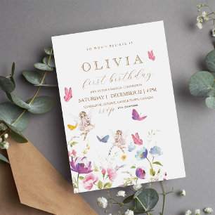  Fairy Princess Flower Garden Girls Birthday Party Invitation