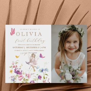 Fairy Princess Flower Garden Girls Birthday Photo Invitation