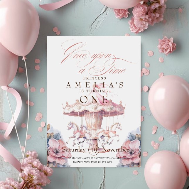 Fairy Princess Flower Pink Birthday Party 1st Invitation (Creator Uploaded)