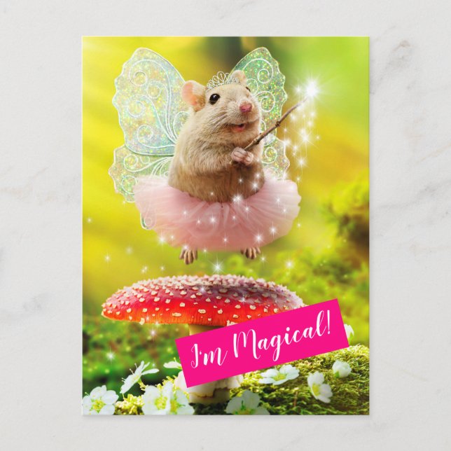 Fairy Princess Mouse Invitation Postcard (Front)