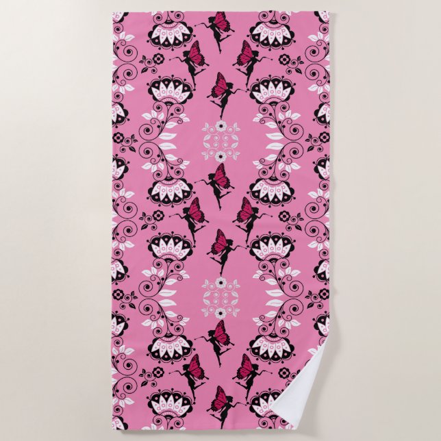 Fairy Princess Pattern Print Beach Towel (Front)