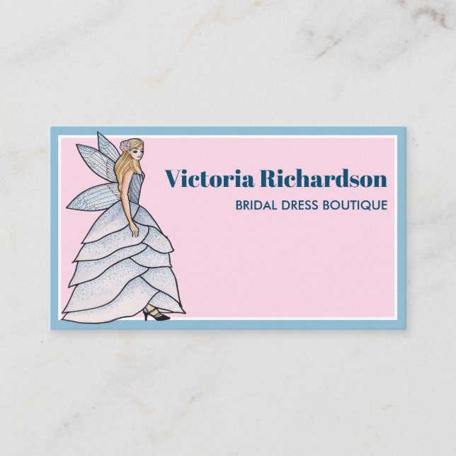 Fairy Princess Petals Dress Fashion Illustration Business Card (Front)