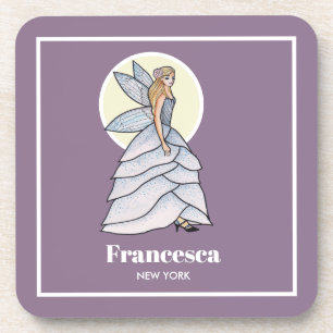 Fairy Princess Petals Dress Fashion Illustration Coaster