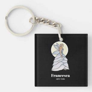 Fairy Princess Petals Dress Fashion Illustration Key Ring
