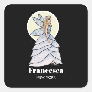 Fairy Princess Petals Dress Fashion Illustration Square Sticker
