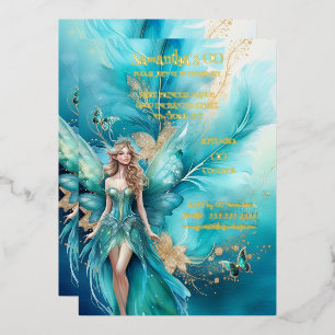Fairy princess teal gold mythical fairytale