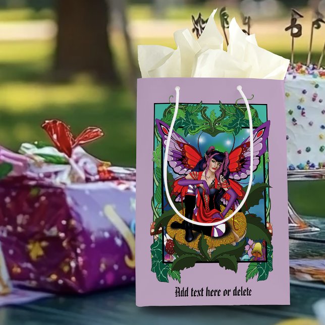 Fairy Purple Red Mushroom Gothic Medium Gift Bag (Creator Uploaded)