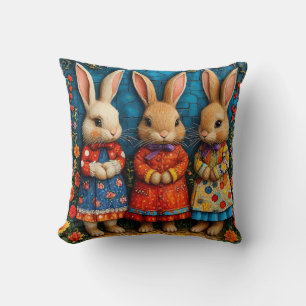 🐰✨ Fairy Rabbit Trio Magical Decor Gift 🌸 Cushion