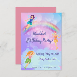 Fairy Rainbow Birthday Invitations
