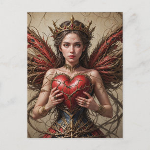Fairy Red Heart Brambles Postcard