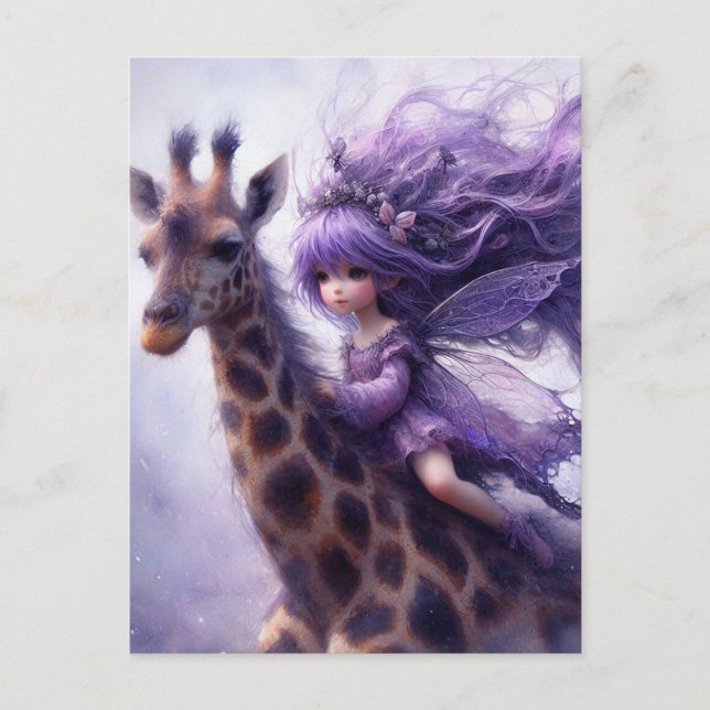 Fairy Rides a Giraffe Postcard (Front)