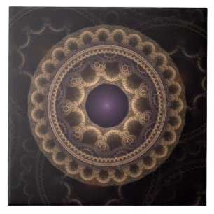 Fairy round fractal dark fantasy ceramic tile