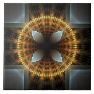 Fairy round fractal ornament ceramic tile