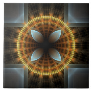 Fairy round fractal ornament ceramic tile