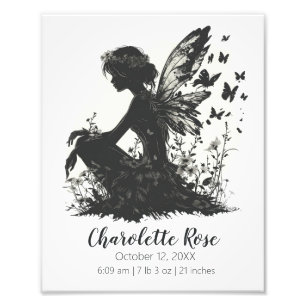 Fairy Silhouette Birth Stats Poster