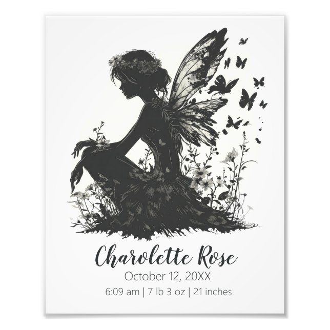 Fairy  Silhouette | Birth Stats Poster (Front)