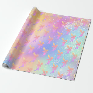 fairy silhouette patterns white wrapping paper