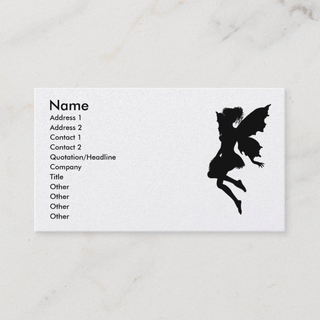 Fairy Silhouette Pose 23 Business Card (Front)