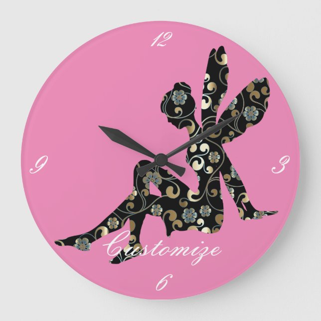 Fairy Silhouette Thunder_Cove Large Clock (Front)
