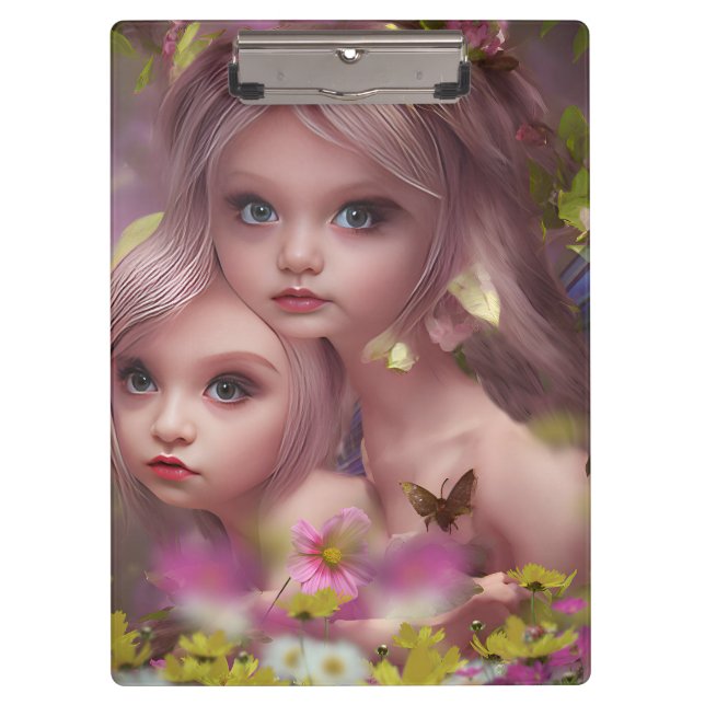 Fairy Sisters Amongst the Flowers in the Forest Clipboard (Front)