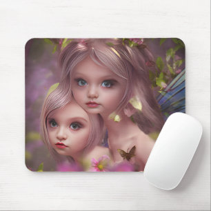 Fairy Sisters Amongst the Flowers in the Forest Mouse Pad