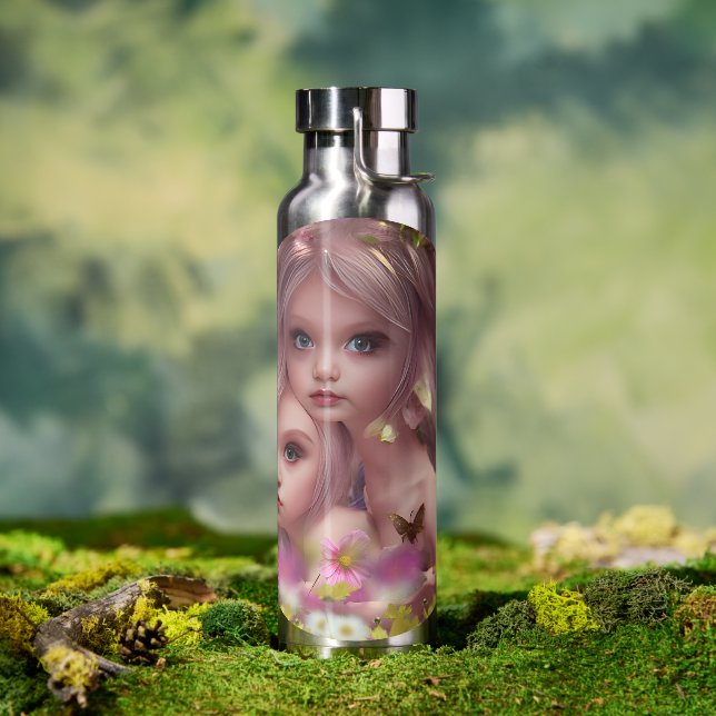 Fairy Sisters Amongst the Flowers in the Forest Water Bottle (Outdoor)